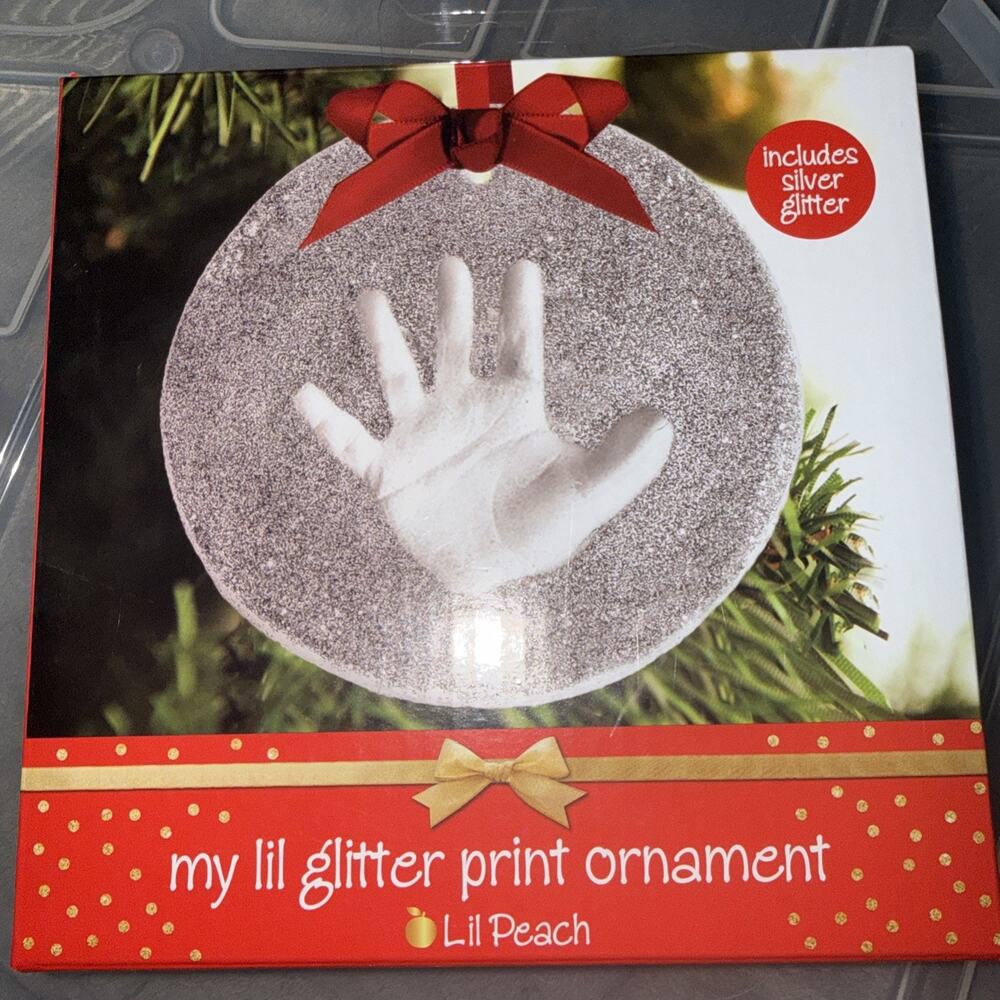 My Lil Glitter Print DIY Christmas Holiday Ornament Child Hand Mold Set Gift